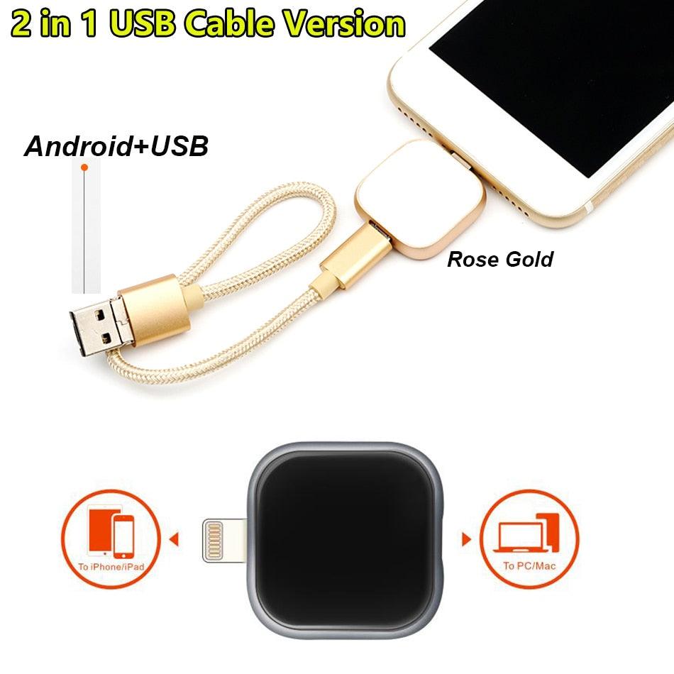Metal OTG Usb Flash Drive 32GB 128GB 256GB Pendrive External storage For iphone X 8 7 Plus 6 6s Plus 5S ipad Macbook (CA3)(F52)