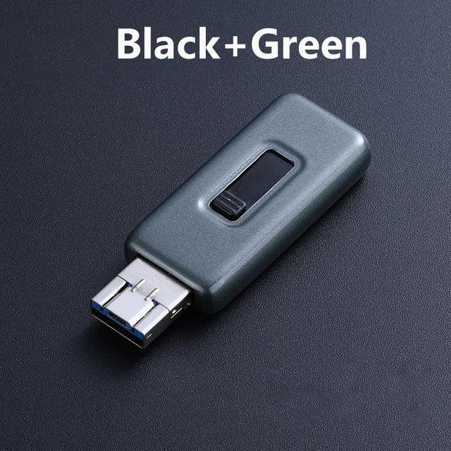 Metal OTG Usb Flash Drive 32GB 128GB 256GB Pendrive External storage For iphone X 8 7 Plus 6 6s Plus 5S ipad Macbook (CA3)(F52)