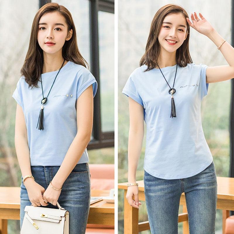 Beautiful Women T Shirt - Summer Casual Top - Woman Cotton Top - Lady Solid Short Clothes (TB2)(TB3)(F19)