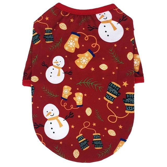 T-shirt Soft Puppy Dogs Cat Clothes - Cute Pet Dog Clothes - Cartoon Clothing Christmas Shirt Casual Vests (2U75)(2U69)