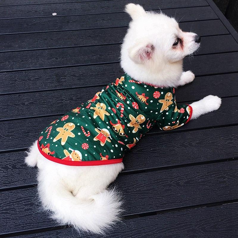 T-shirt Soft Puppy Dogs Cat Clothes - Cute Pet Dog Clothes - Cartoon Clothing Christmas Shirt Casual Vests (2U75)(2U69)