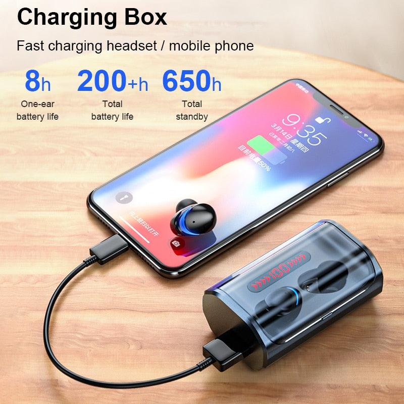 T8 Bluetooth 5.0 Earphone Touch Control Wireless Headphones -HD Stereo Waterproof Headset with 2500 mAh LED Display Charging Box (D49)(AH1)((RS8)