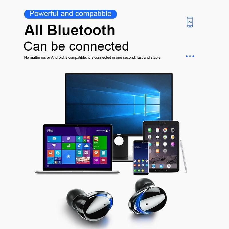 T8 Bluetooth 5.0 Earphone Touch Control Wireless Headphones -HD Stereo Waterproof Headset with 2500 mAh LED Display Charging Box (D49)(AH1)((RS8)