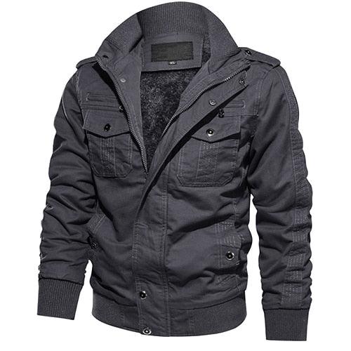 Winter Thicken Jackets - Men's Cotton Jacket Coat - Multi-Pockets Tactical Windbreaker Jacket (2U100)