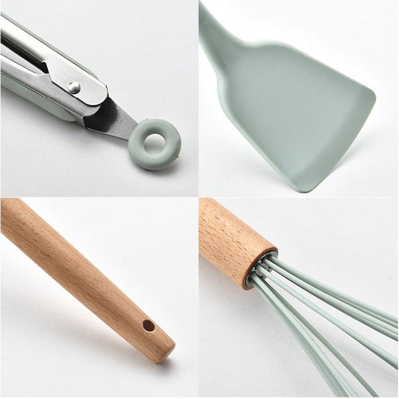 12PCS Silicone Kitchenware Non-stick Cookware - Cooking Set Silicone Cooking Tools (AK4)(F61)