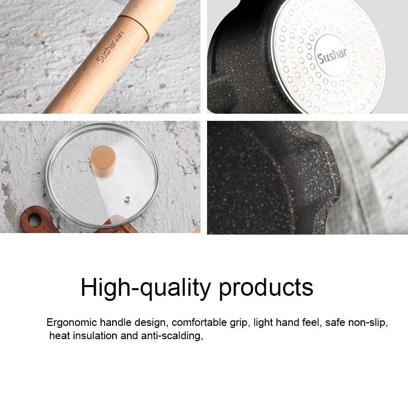 16CM Maifan Stone Milk Pan Non-stick Soup Pot - Aluminum Alloy Pot Portable Milk Heating Cooking Pan (AK1)(F61)