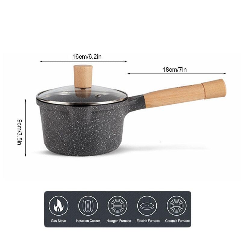 16CM Maifan Stone Milk Pan Non-stick Soup Pot - Aluminum Alloy Pot Portable Milk Heating Cooking Pan (AK1)(F61)