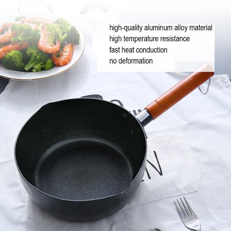 18/20CM Maifan Stone Soup Pot Wooden Handle Milk Pot Non-stick Wok Kitchen Frying Pans (AK1)(F61)