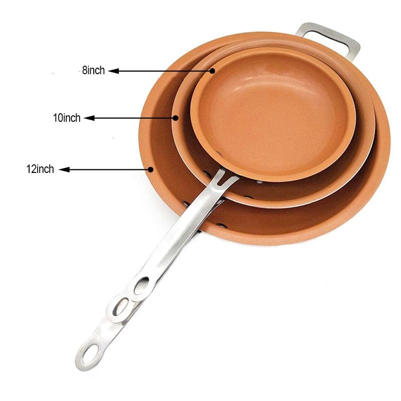 Non-stick Copper Frying Pan - Kitchen Skillet With Ceramic Coating And Induction Cooking Oven Dishwasher Safe (D61)(AK1)