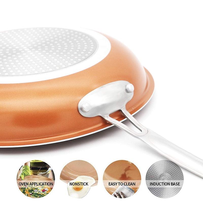 Non-stick Copper Frying Pan - Kitchen Skillet With Ceramic Coating And Induction Cooking Oven Dishwasher Safe (D61)(AK1)