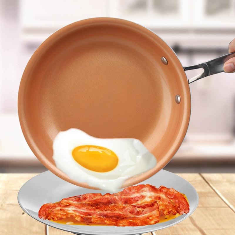 Non-stick Copper Frying Pan - Kitchen Skillet With Ceramic Coating And Induction Cooking Oven Dishwasher Safe (D61)(AK1)