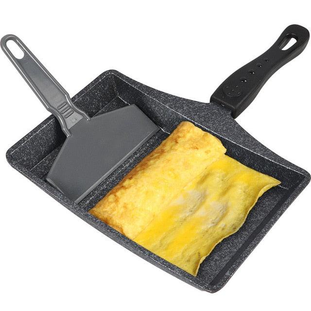 Wave Bottom Maifanite Stone Egg Rolling Pan - Non-stick Egg Frying Pan Bacon Hot Dog Eggs Maker (AK1)(F61)