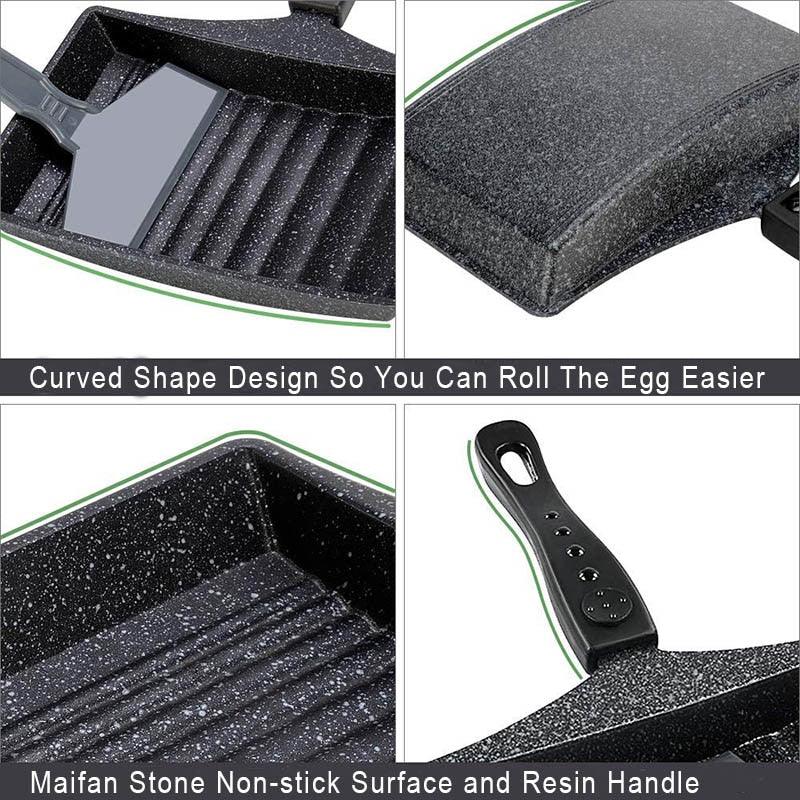 Wave Bottom Maifanite Stone Egg Rolling Pan - Non-stick Egg Frying Pan Bacon Hot Dog Eggs Maker (AK1)(F61)