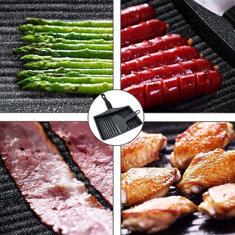 Wave Bottom Maifanite Stone Egg Rolling Pan - Non-stick Egg Frying Pan Bacon Hot Dog Eggs Maker (AK1)(F61)