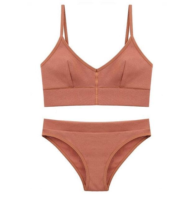 New Women Fashion Cotton Lingerie Wireless Bras Set - Push Up Bra - Comfortable Sexy Underwear (TSB4)(F27)