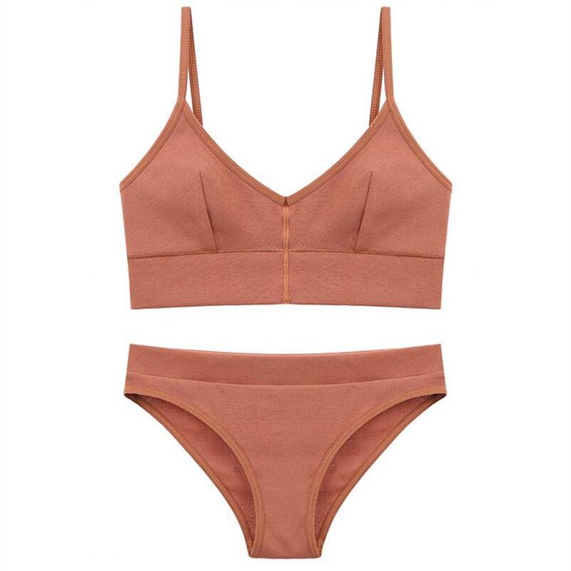 New Women Fashion Cotton Lingerie Wireless Bras Set - Push Up Bra - Comfortable Sexy Underwear (TSB4)(F27)