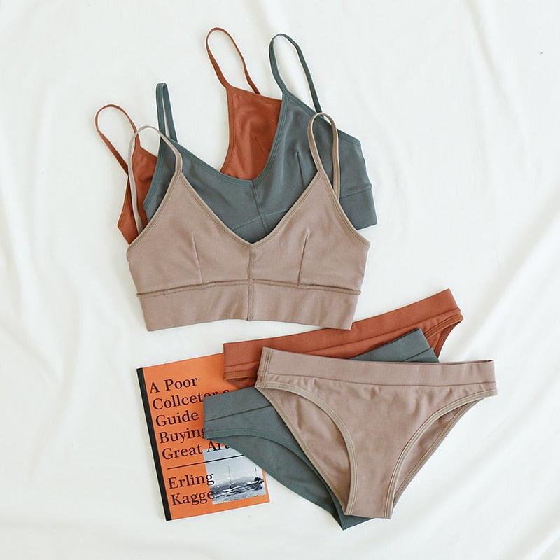 New Women Fashion Cotton Lingerie Wireless Bras Set - Push Up Bra - Comfortable Sexy Underwear (TSB4)(F27)