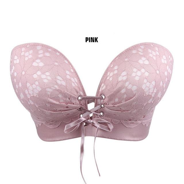 Sexy Women Strapless Bra - Romantic Temptation Super Push Up Invisible Small Breast Lace Brassiere - Lingerie Tops (TSB1)