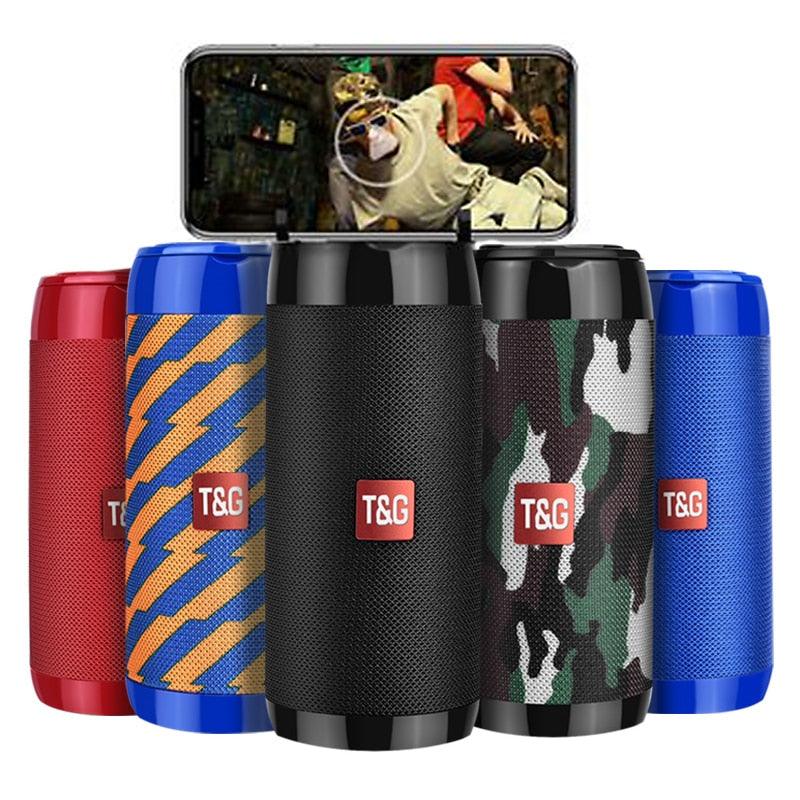TG113C Column Portable Bluetooth Mini Speaker with FM Radio TF Card AUX Cable Wireless Loud Speakers & Phone Holder 9 Colors (D57)(HA)