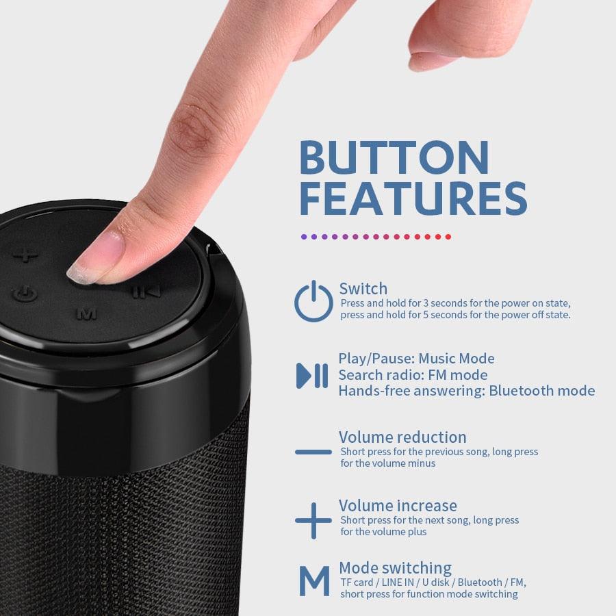 TG113C Column Portable Bluetooth Mini Speaker with FM Radio TF Card AUX Cable Wireless Loud Speakers & Phone Holder 9 Colors (D57)(HA)