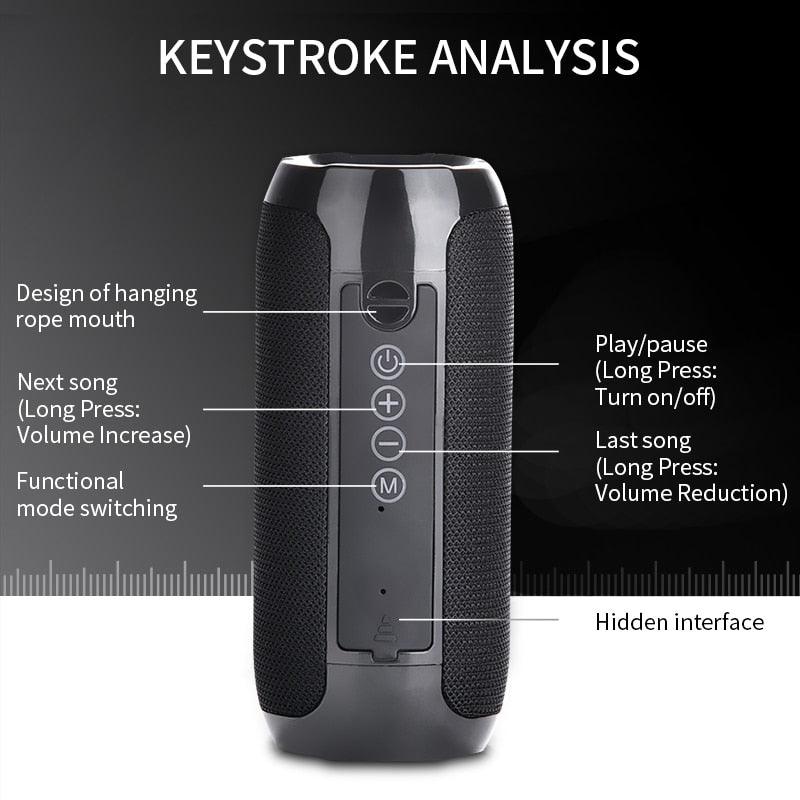 TG117 Bluetooth Speaker - Outdoor Waterproof Wireless Loudspeaker Support TF Card FM Radio Aux Input 3D Stereo Bluetooth Column (HA)