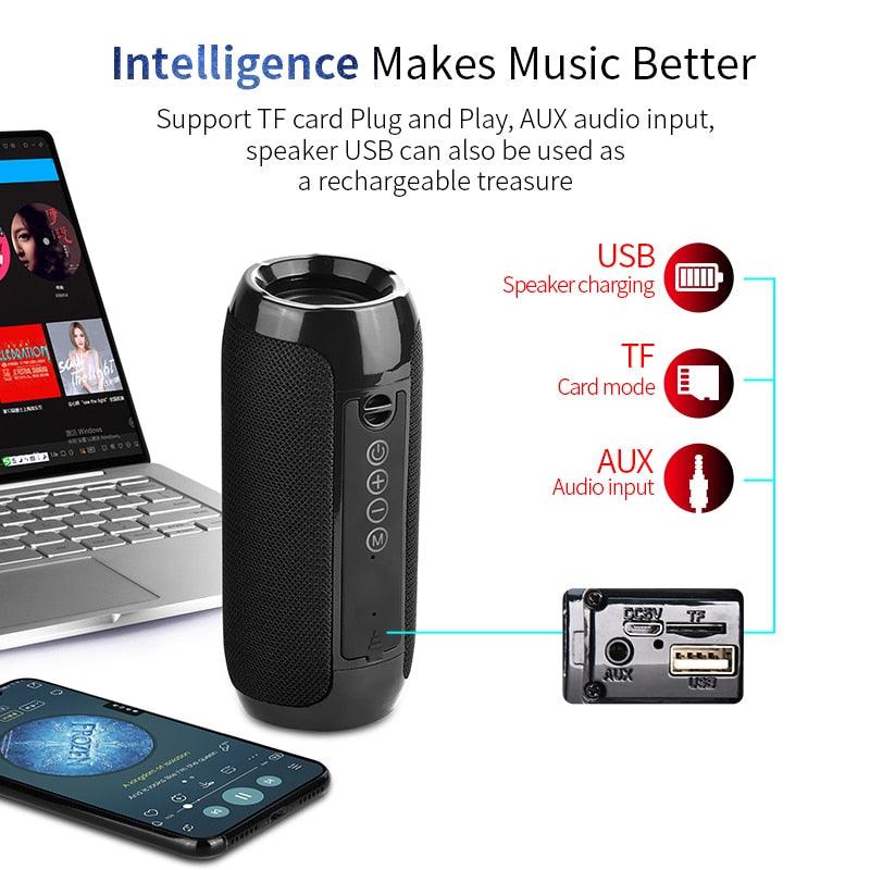 TG117 Bluetooth Speaker - Outdoor Waterproof Wireless Loudspeaker Support TF Card FM Radio Aux Input 3D Stereo Bluetooth Column (HA)