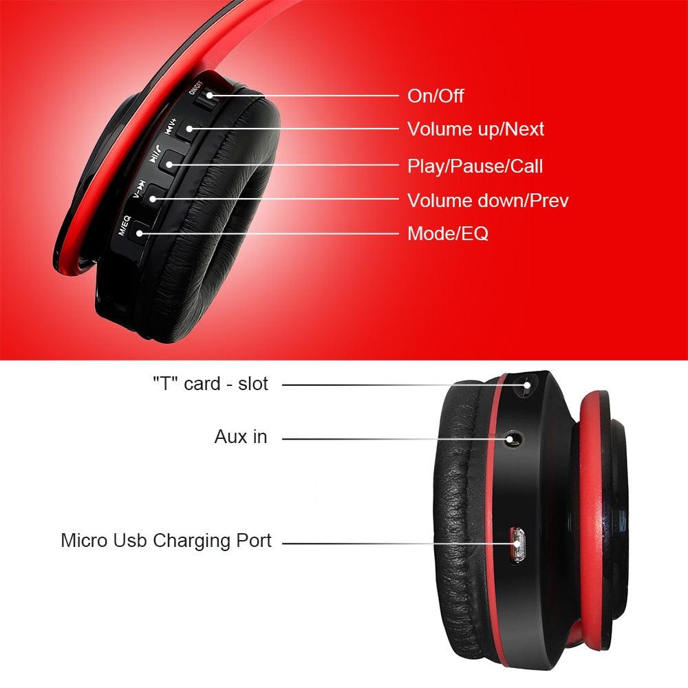 Bluetooth Headphone Wired Wireless Headphones Bluetooth Headset Foldable Stereo Gaming Earphones With Mic Support TF Card (AH2)(RS8)