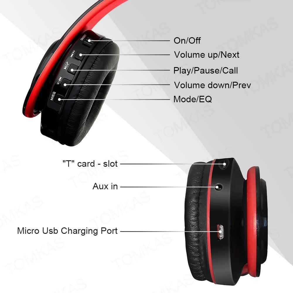 Wireless Headphones Bluetooth Headset Foldable Headphone Stereo Gaming Earphone With Mic for Mobile Phone Support TF Card (D49)(AH2)(RS8)
