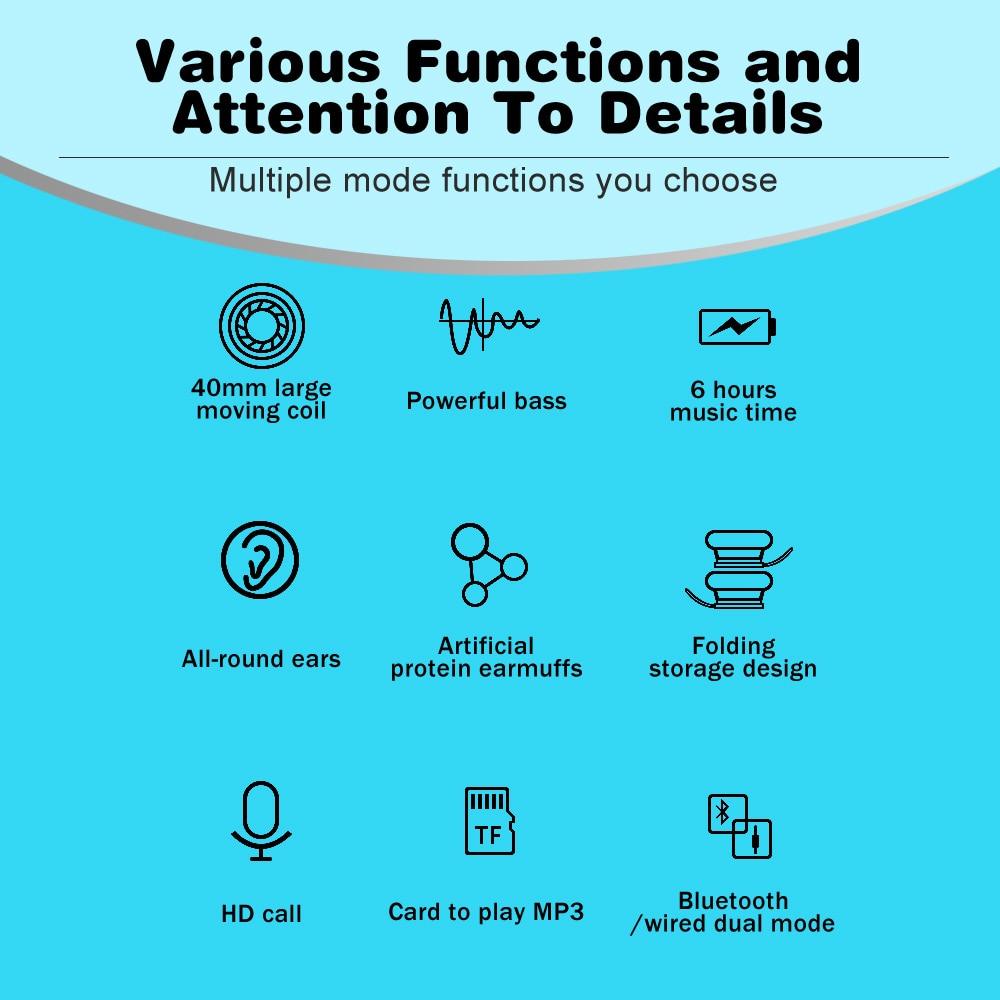 Wireless Headphones - Bluetooth Headset Foldable Stereo Gaming Earphones With Microphone Support TF Card For All Phone (AH2)(RS8)(F49)