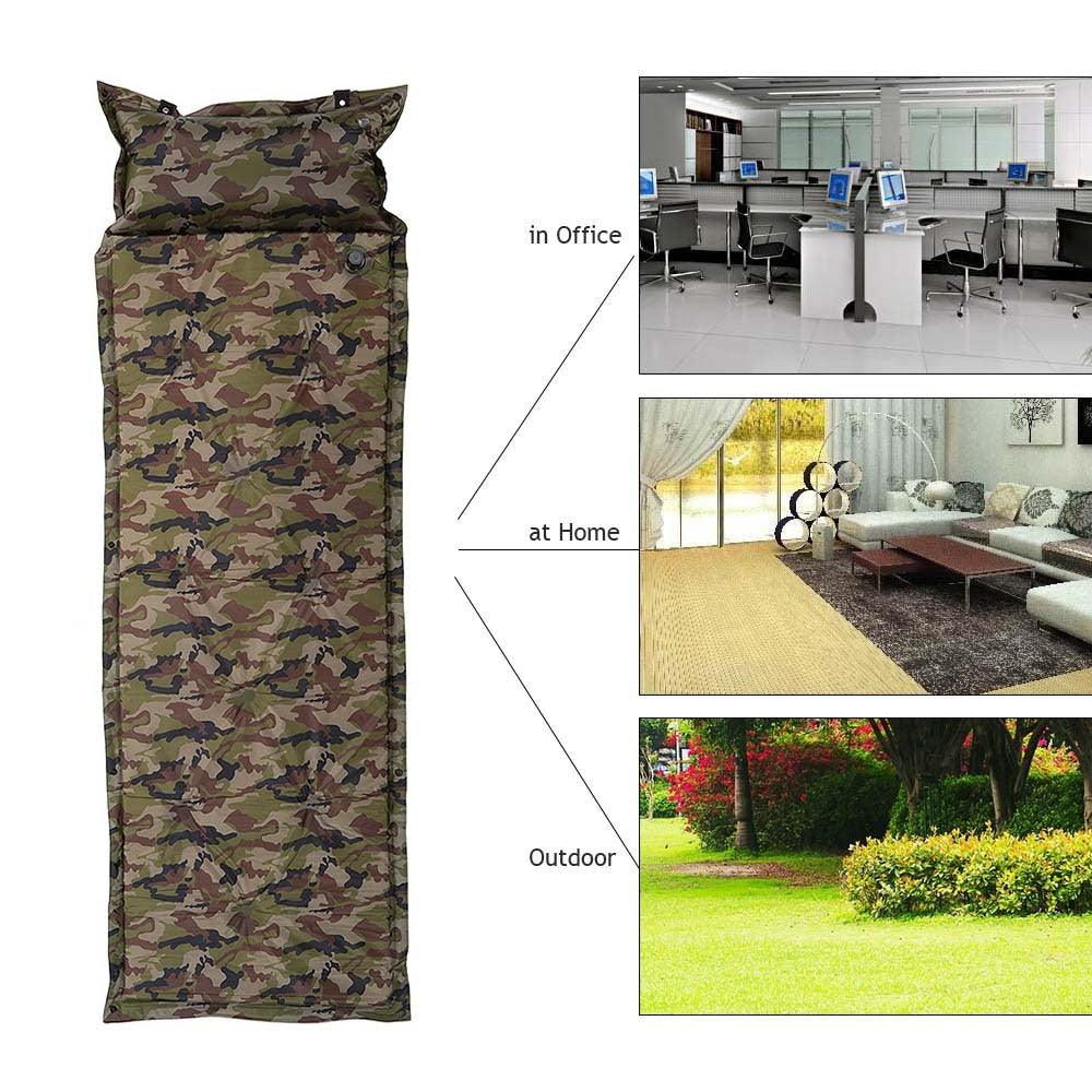Outdoor Camping Thick Automatic Inflatable Mattress - Self-Inflating Tent - Mat Picnic Mat with Pillow (1U89)(6LT1)