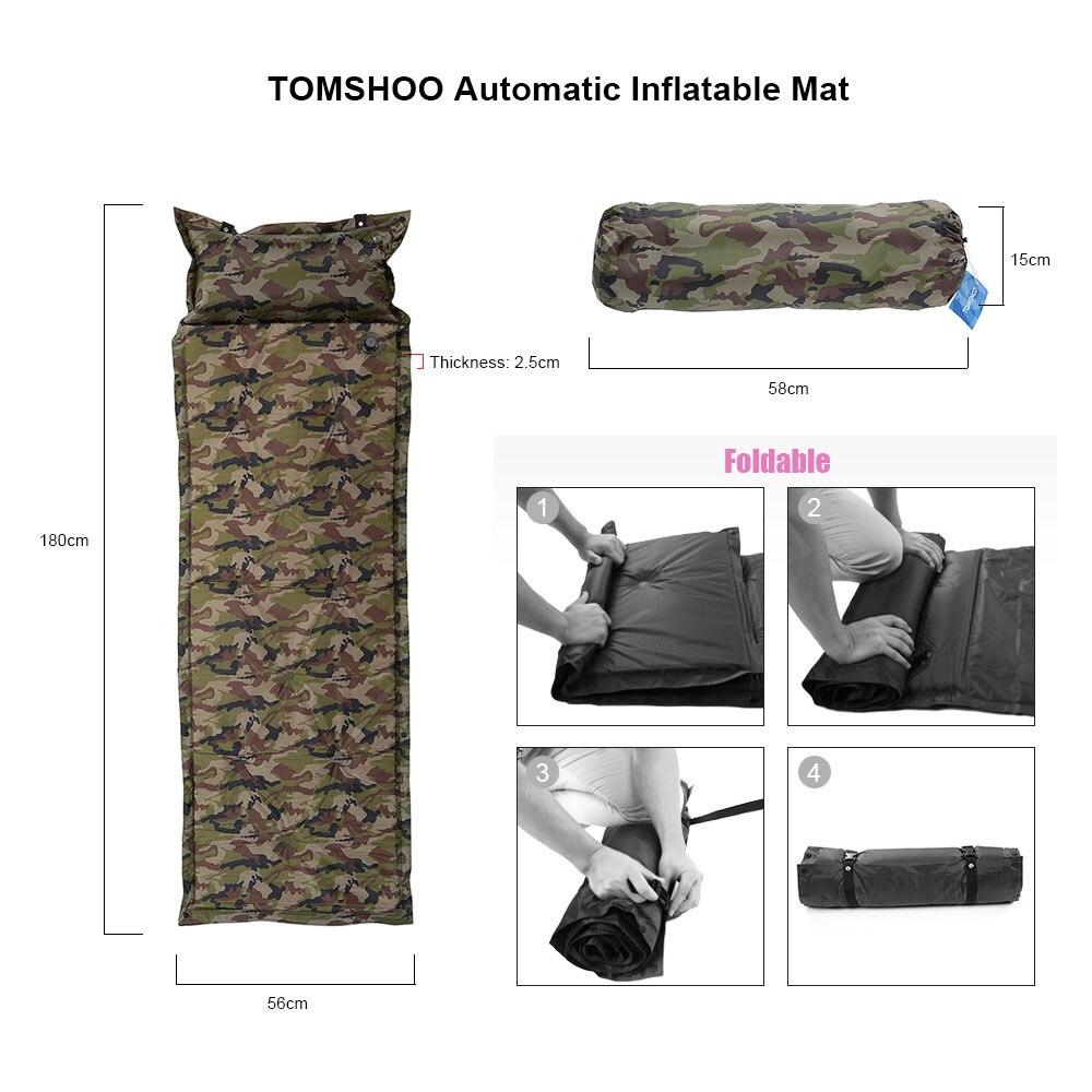 Outdoor Camping Thick Automatic Inflatable Mattress - Self-Inflating Tent - Mat Picnic Mat with Pillow (1U89)(6LT1)