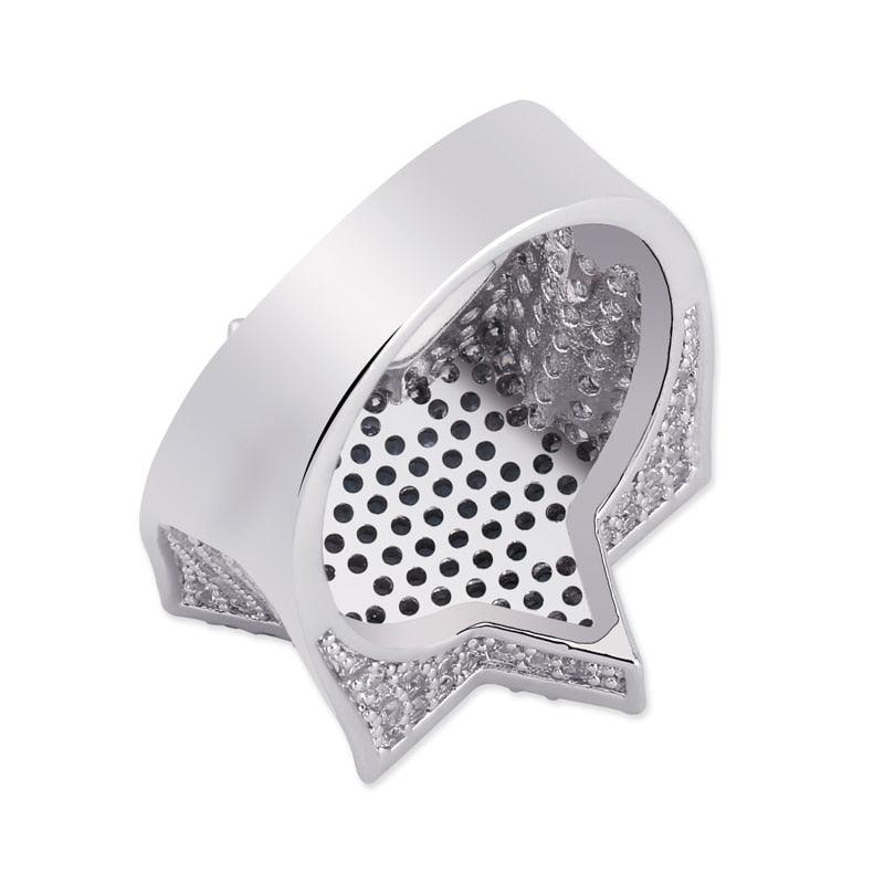 New Hexagon Star Silver Color Blue Iced Out Cubic Zircon Rings (MJ1)