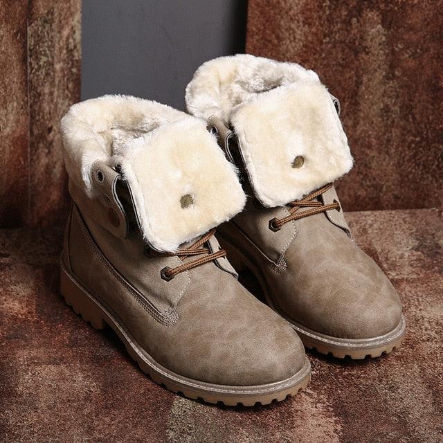 Great Women's Ankle Boots - Waterproof Warm Women Flat Boots - Quality PU Leather Platform (BB1)(BB5)(F38)(F107)