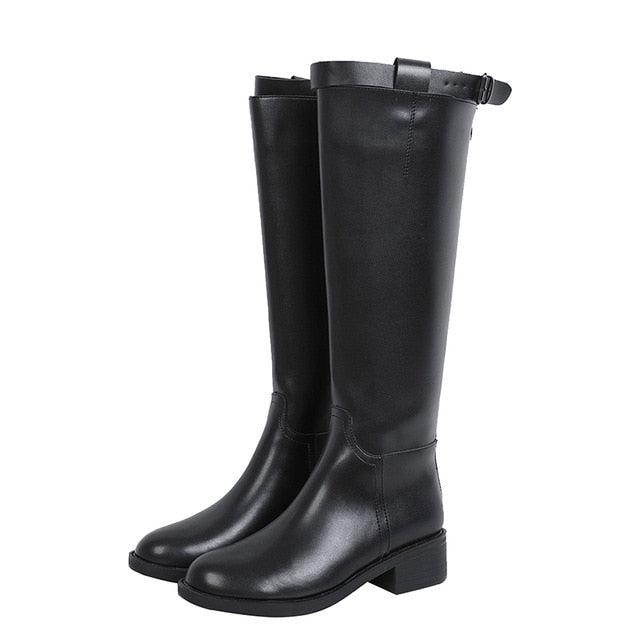 Great Winter Boots - Women Mid-Calf PU Leather Black Zip Boots - High Quality Waterproof Shoes (BB3)(BB5)(BB2)