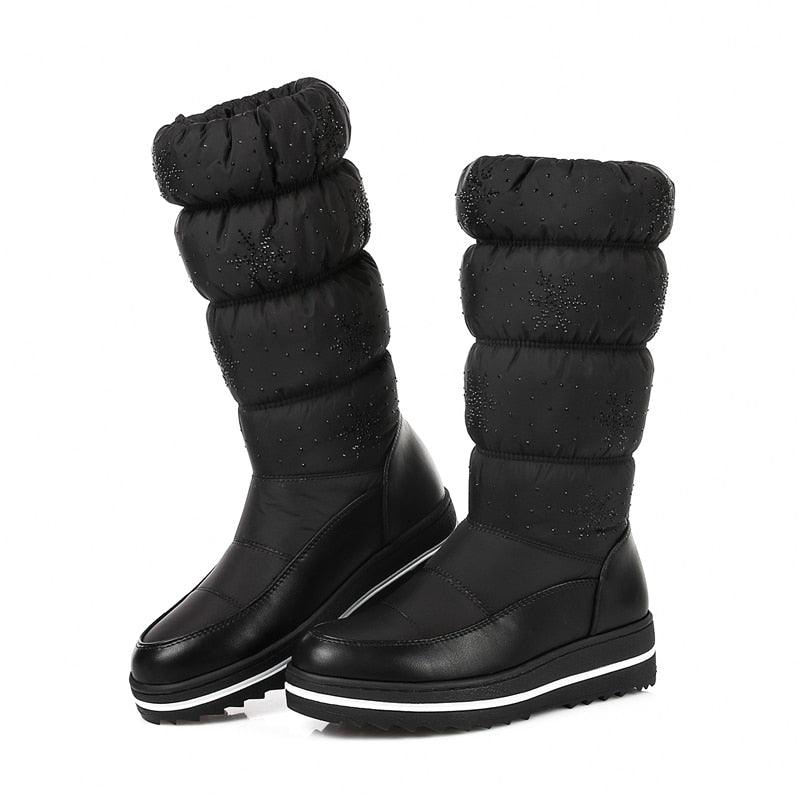 Winter Snow Boots - Women Warm Plush Mid-calf Waterproof Boot - Fur Platform Boots (D38)(D85)(BB3)(BB5)