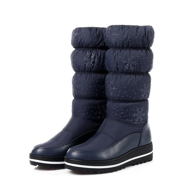 Winter Snow Boots - Women Warm Plush Mid-calf Waterproof Boot - Fur Platform Boots (D38)(D85)(BB3)(BB5)