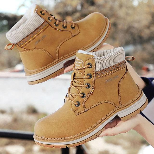 Beautiful Women Boots - PU Leather Ankle Boots - Round Toe Rubber Women Lace Up Platform Boots (BB1)(BB5)
