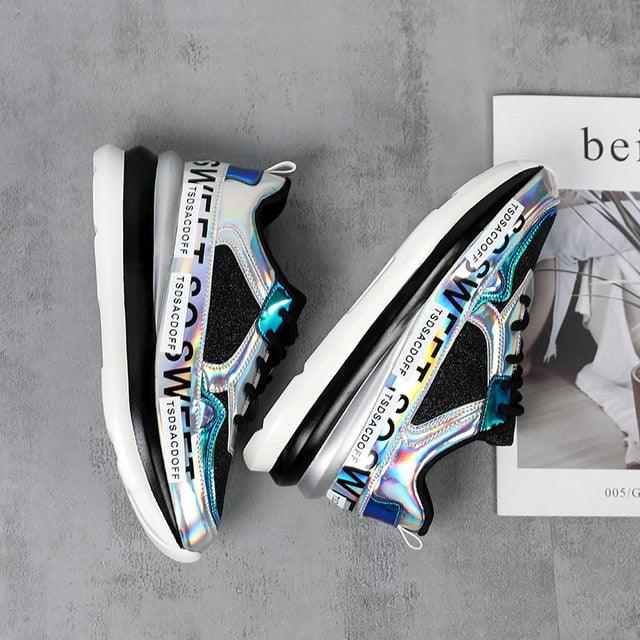 Great Breathable Mesh Gold Platform Sneakers - Autumn Knitting Flat Casual (BWS7)(CD)(WO4)