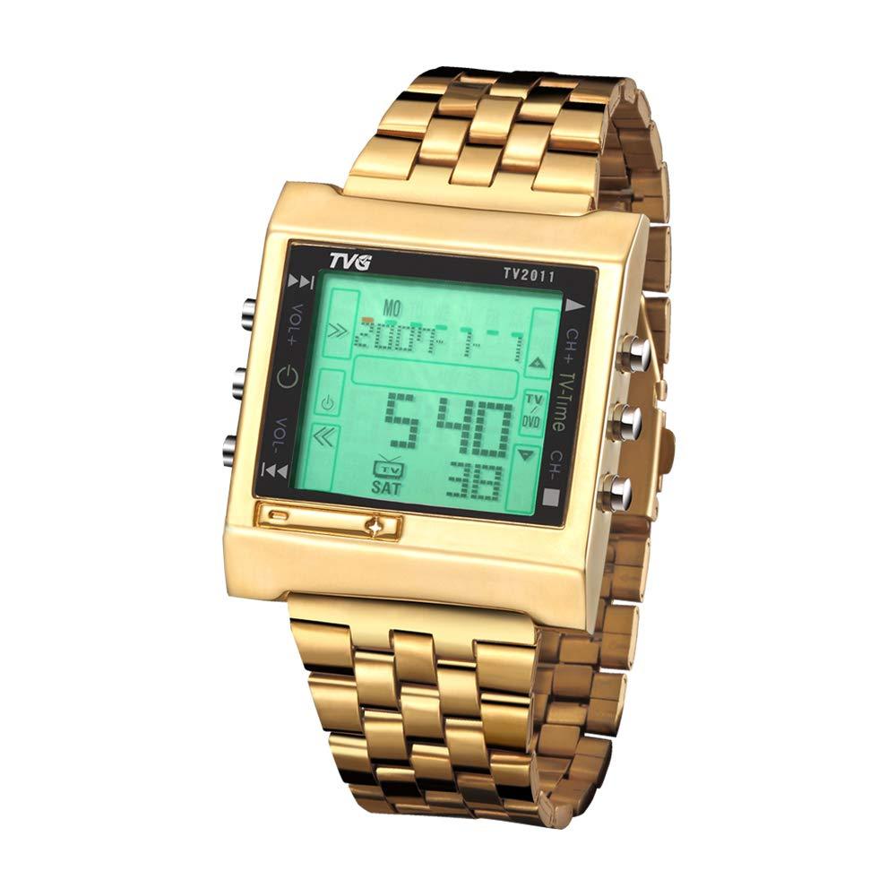 New Rectangle Remote Control Digital Sport Watch - Alarm Stainless Steel Wristwatch (1U84)