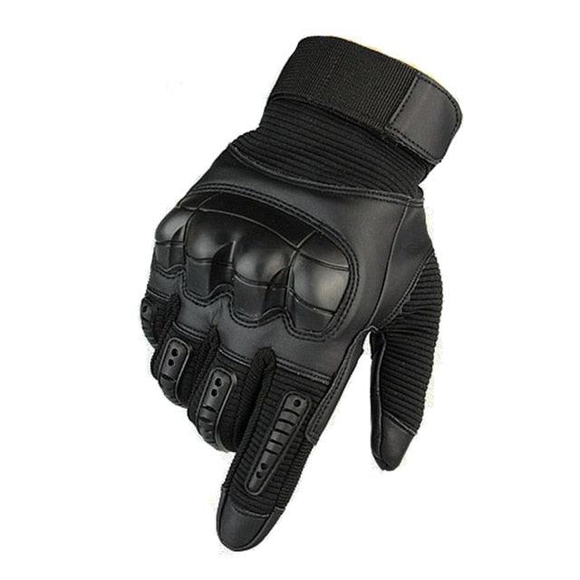 Touch Screen Tactical Rubber Hard Knuckle Full Finger Gloves - Military Army Paintball Combat PU Leather Glove (2U103)