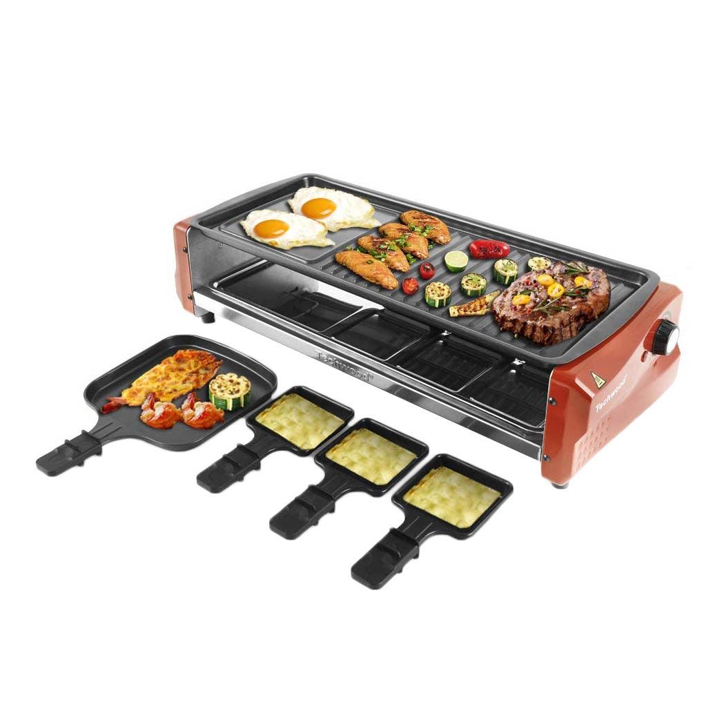 Techwood Electric Raclette Grill Raclette Cheese with Thermostat Control Non-Stick Grill Plate (2H1)(1U59)
