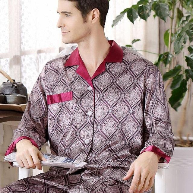 Spring Fall Men's Pajamas Sets - Sleepwear Leisure Home Clothing (TG7)(F9)