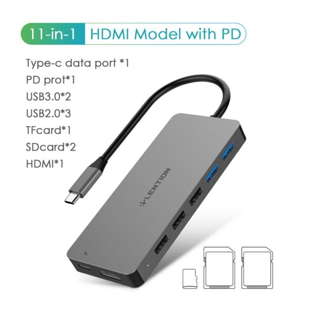 Thunderbolt 3 Dock USB Type C to HDMI HUB Adapter for MacBook Samsung Dex Galaxy S10/S9 USB-C Converter SD/TF Card Readers (CA2)(1U52)(F52)