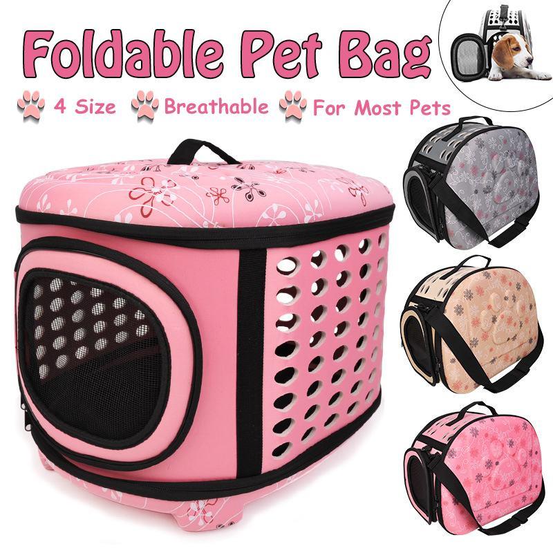 Travel Dog Carrier Bag - Portable Folding Pet Cage Carrying Bags - Handbag for Cat Dog Puppy (1U106)(5LT1)