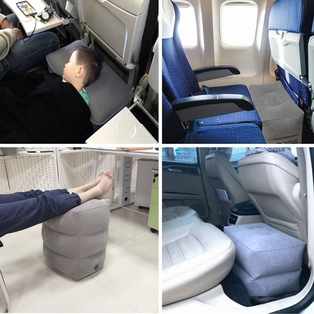 Travel Inflatable Foot Rest Pillow - Adjustable Height Portable Leg Rest Pillow - Cushion Carrying Bag (6LT1)(F105)