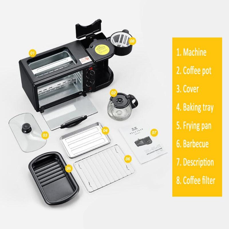 Triple Multifunction Breakfast Machine - Fried on Under Roast Make Coffee Household Bread Oven Toaster (2H1)(H6)(1U59)