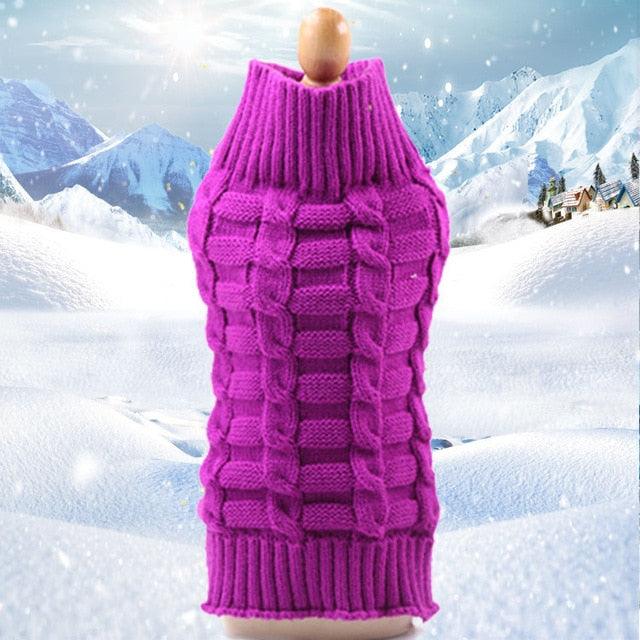 Twisted Rope Pure Color Small Dog Clothes - Winter French Bulldog Fleece Sweater Chihuahua Dachshund Jumpers (D69)(W4)