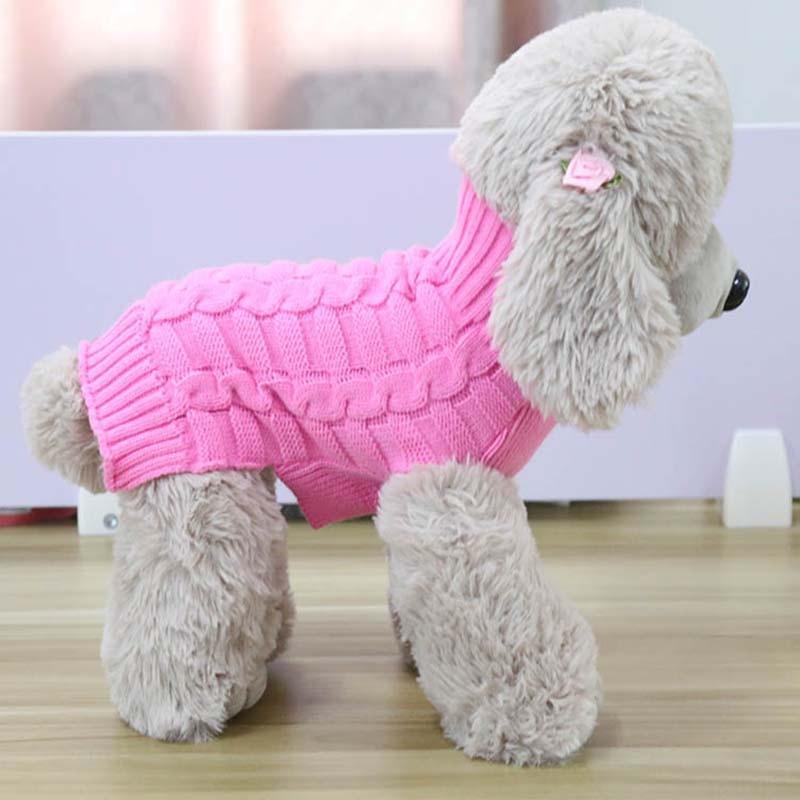 Twisted Rope Pure Color Small Dog Clothes - Winter French Bulldog Fleece Sweater Chihuahua Dachshund Jumpers (D69)(W4)
