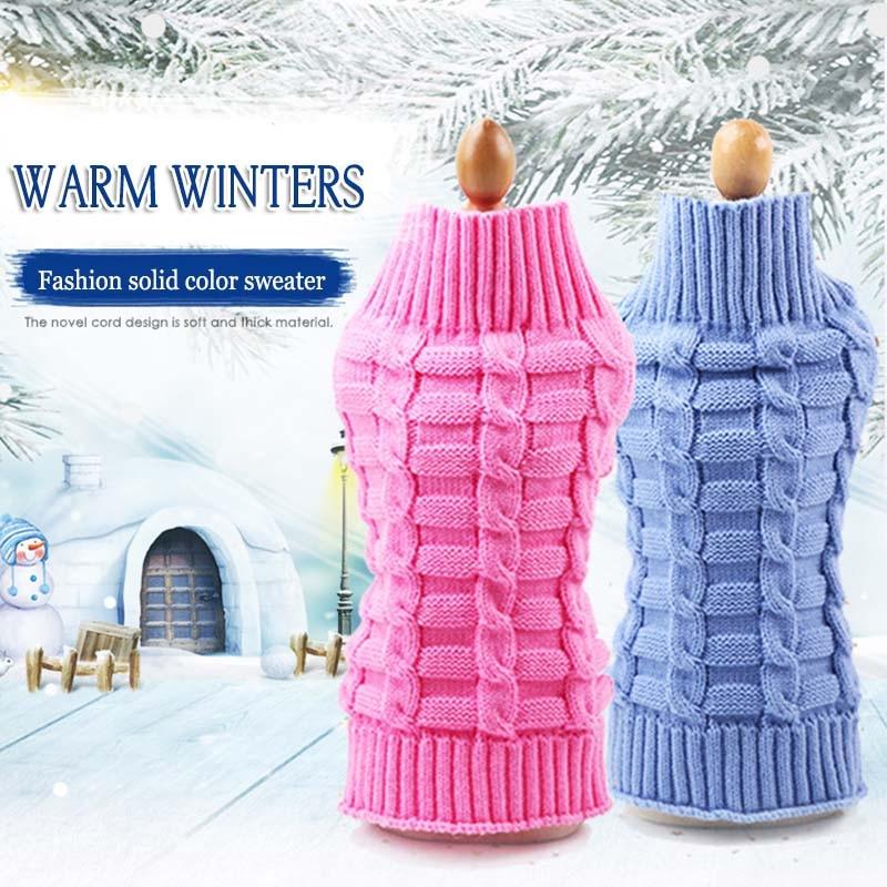 Twisted Rope Pure Color Small Dog Clothes - Winter French Bulldog Fleece Sweater Chihuahua Dachshund Jumpers (D69)(W4)
