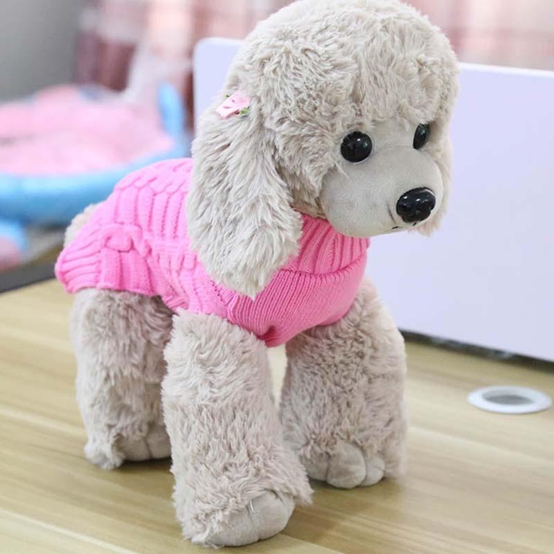 Twisted Rope Pure Color Small Dog Clothes - Winter French Bulldog Fleece Sweater Chihuahua Dachshund Jumpers (D69)(W4)